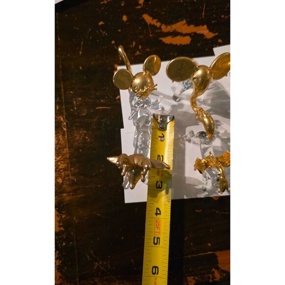 4 Vintage Crystal Animal Figurines 24K Gold Gilded mouse elephant deer Pegasus - Picture 12 of 16